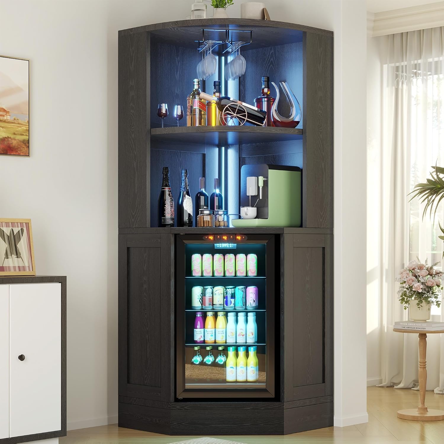 Home Bar And Fridge - ตู้บาร์เข้ามุมพร้อมพื้นที่สำหรับตู้เย็น, สถานีบาร์กาแฟ, เฟอร์นิเจอร์ห้องครัวและห้องรับประทานอาหาร, ปรับแต่งได้