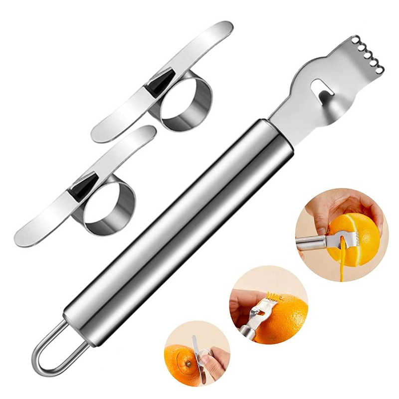 Peeler Channel Knife - ที่ขูดเปลือกมะนาว 3 ชิ้น ที่ปอกเปลือกส้ม ที่ปอกผลไม้ตระกูลส้ม มีดขูดเปลือกแบบมีร่อง